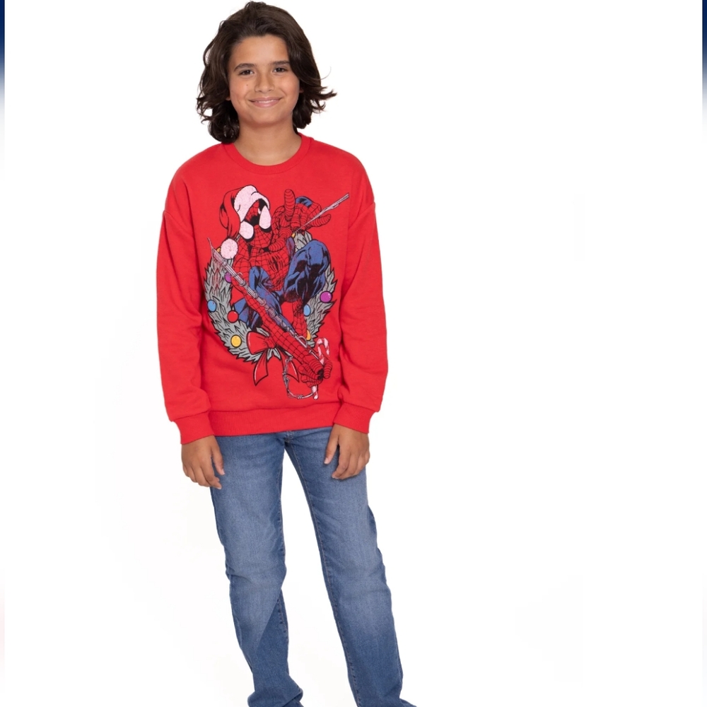 Marvel Red Holiday Spider-Man Sweatshirt New with Tags Kids Size XL